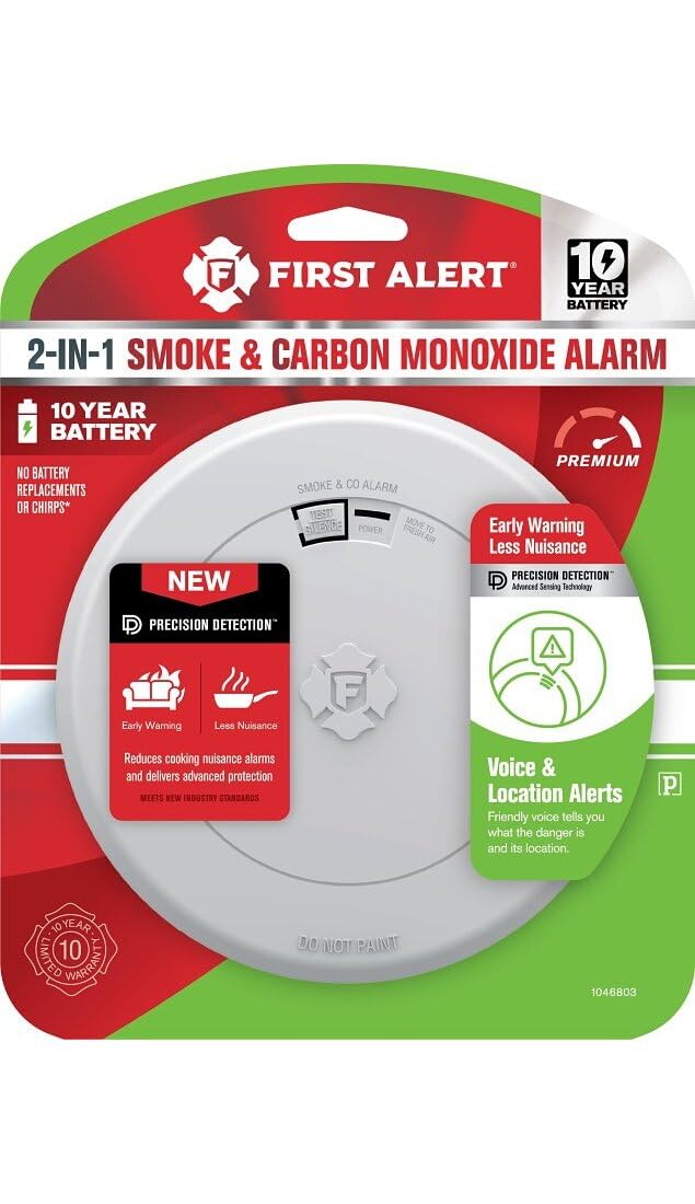10 Year Battery-Powered Photoelectric Smoke and Carbon Monoxide Detector W6300
