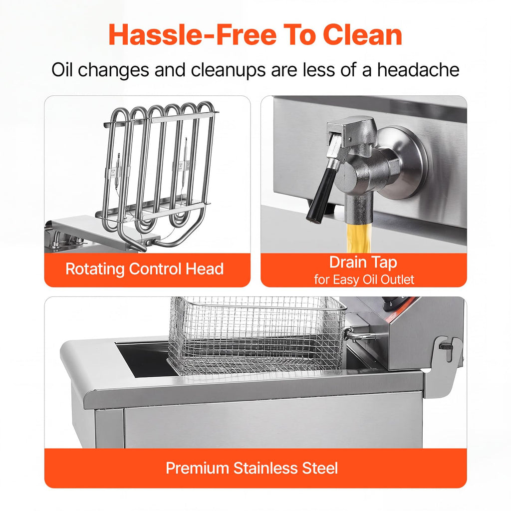 3000W Dual Tank Stainless Steel Electric Deep Fryer I6258