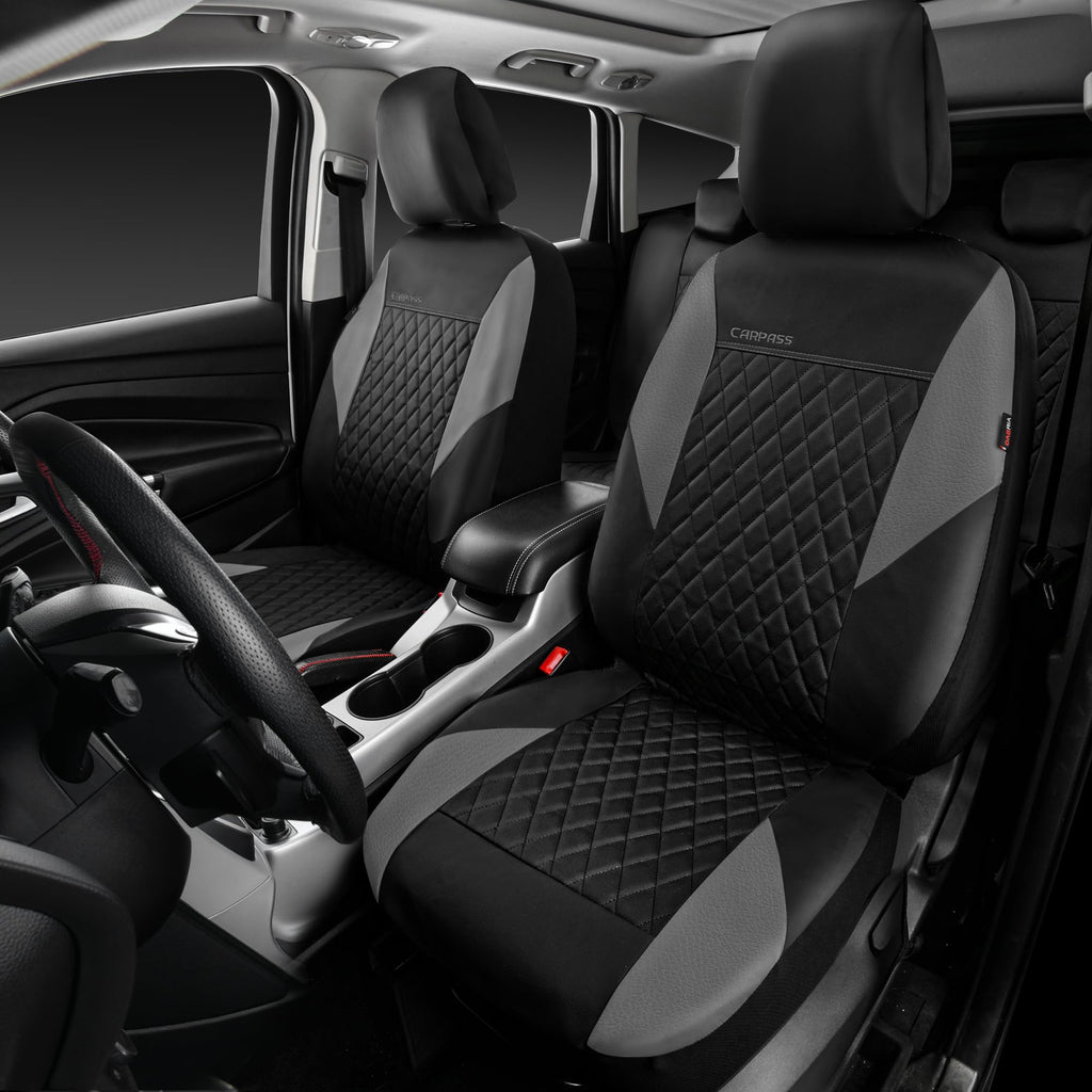 Gray Quilting Leather Full Set Car Seat Covers Z5810