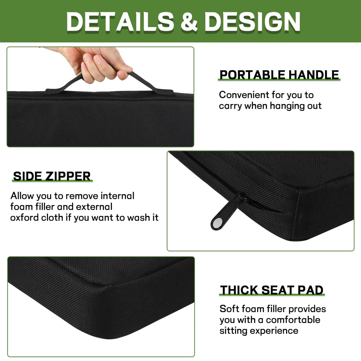 4 Pack Waterproof Oxford Fabric Bleacher Seat Cushions R418814