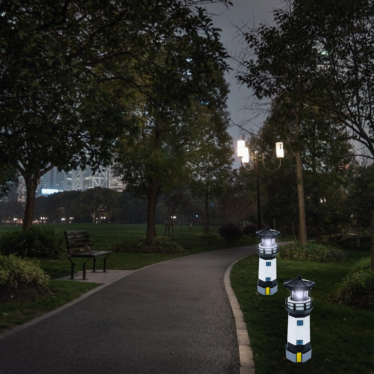Solar Powered Lighthouse Resin LED Light B6166