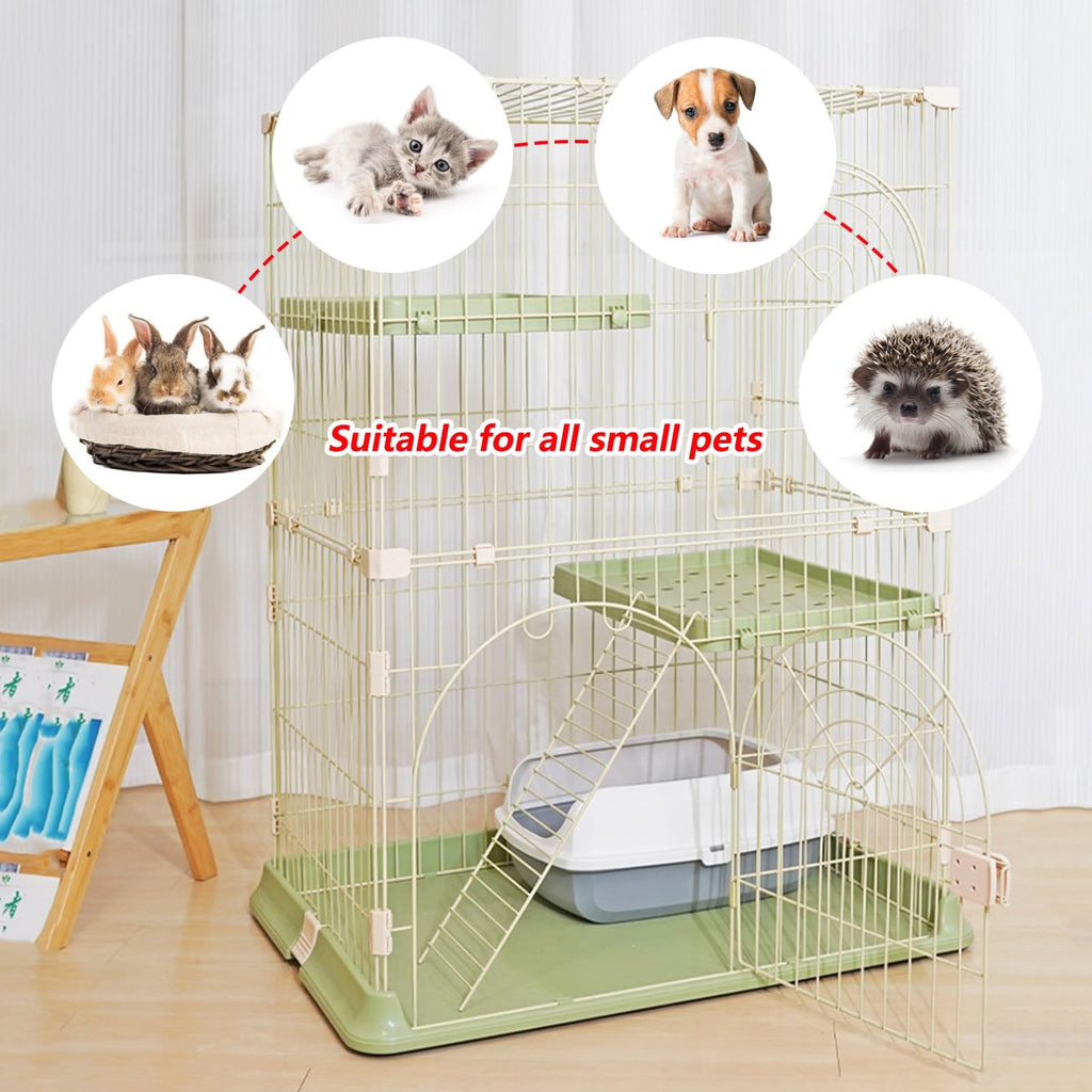 3/4-Tier Cat Cage Playpen with 3 Platforms, 3 Doors & 2 Ramps N688