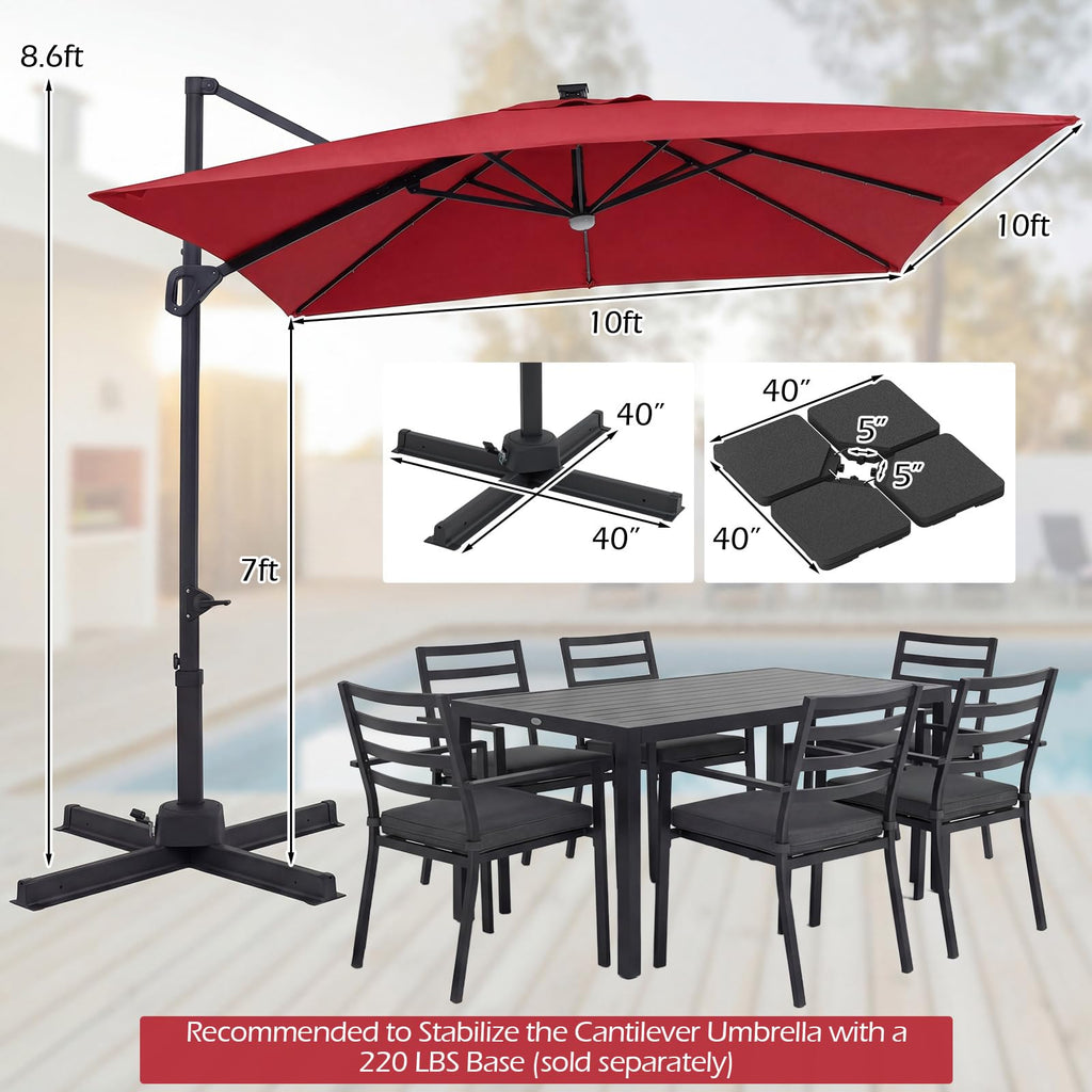 10ft Solar LED Patio Umbrella with Aluminum Pole S319900