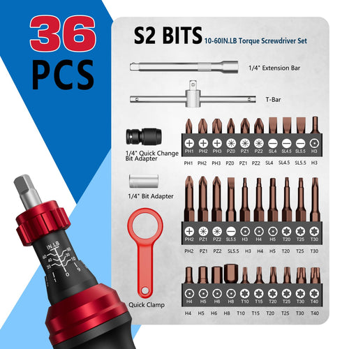 1/4" Torque Screwdriver 36 PCS Set J63559