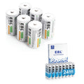 D Size Rechargeable Batteries 6 Pack, AAA Batteries 24 Pack S62412