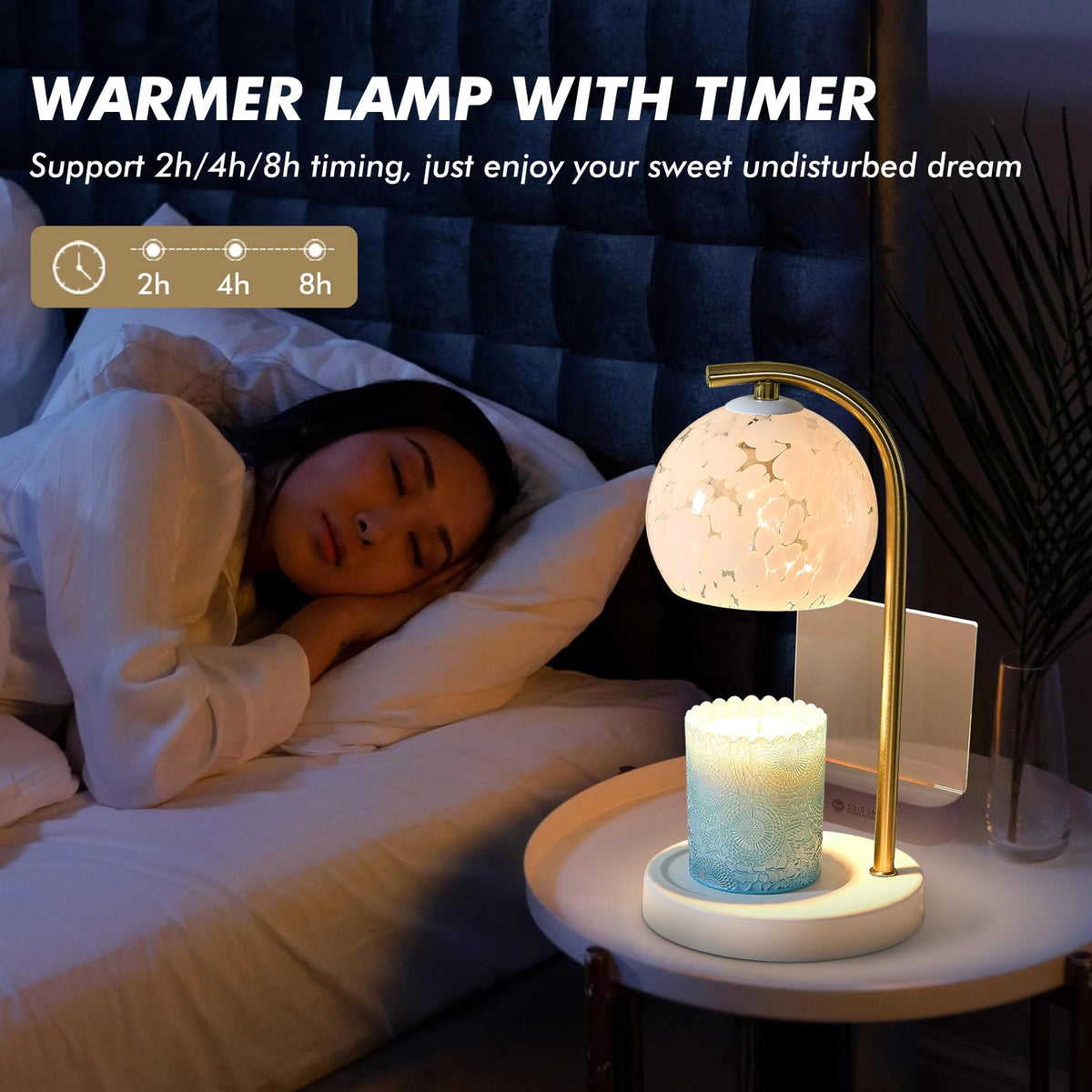 Dimmable Candle Warmer Lamp with Timer, 2 Bulbs, White O2056