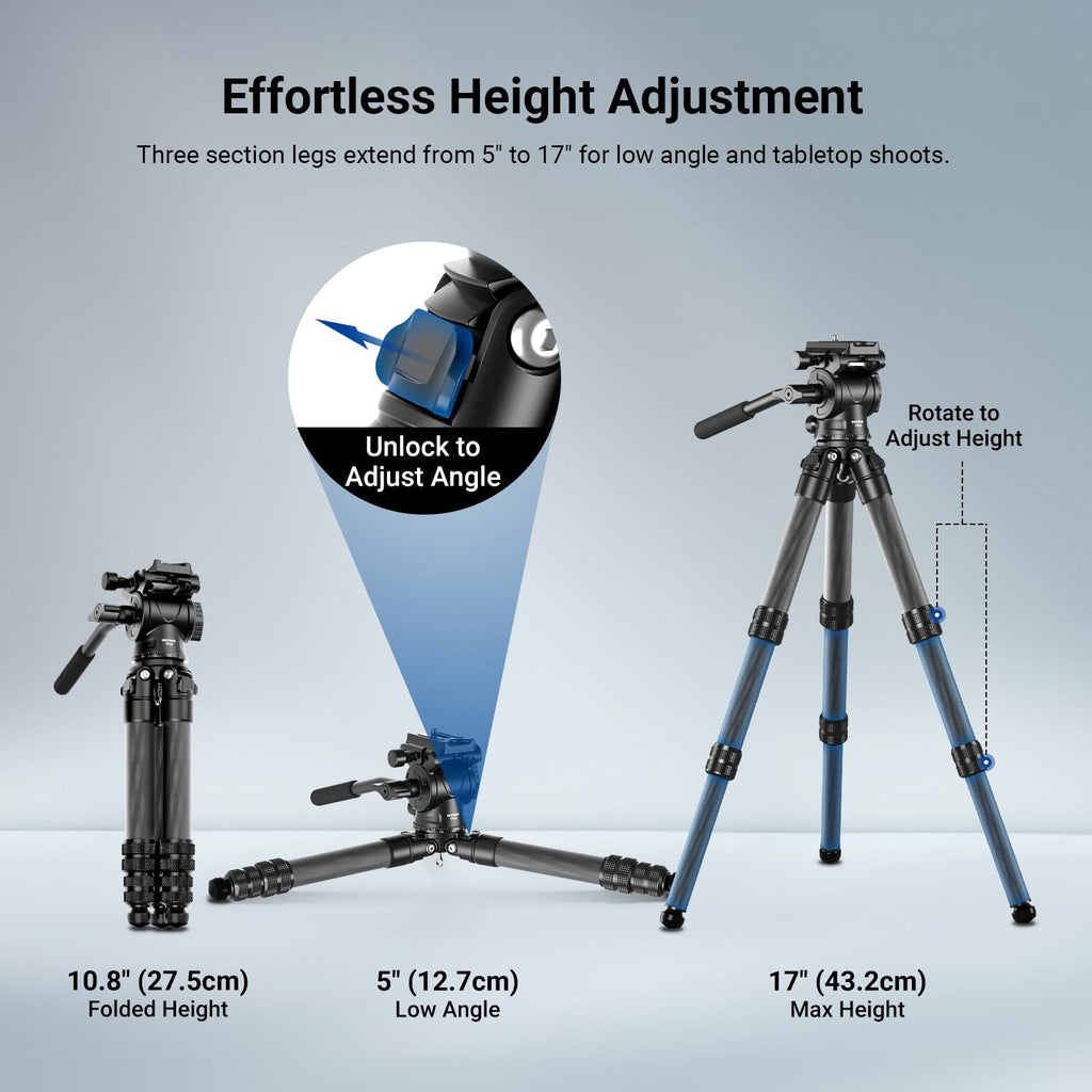 Carbon Fiber Desktop Mini Tripod with Video Fluid Head H174574