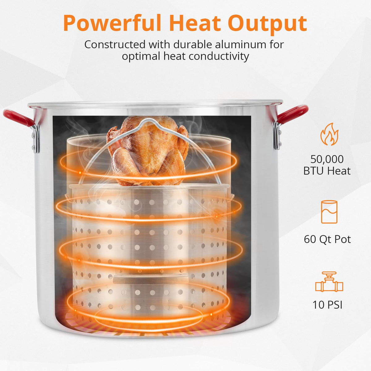 60QT Seafood Boil Pot with Strainer Basket and Propane Burner Stove G632