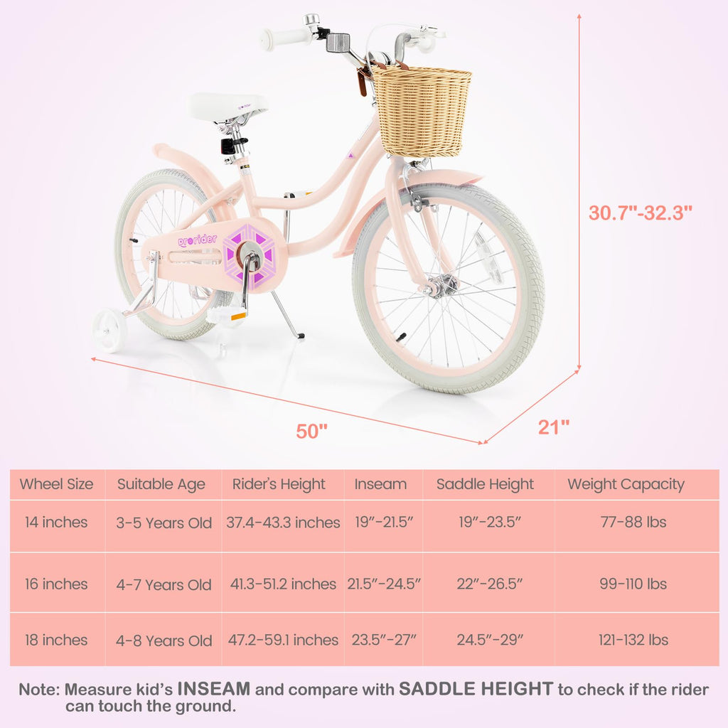 14 16 18 Inch Kids Bike with Training Wheels J5078