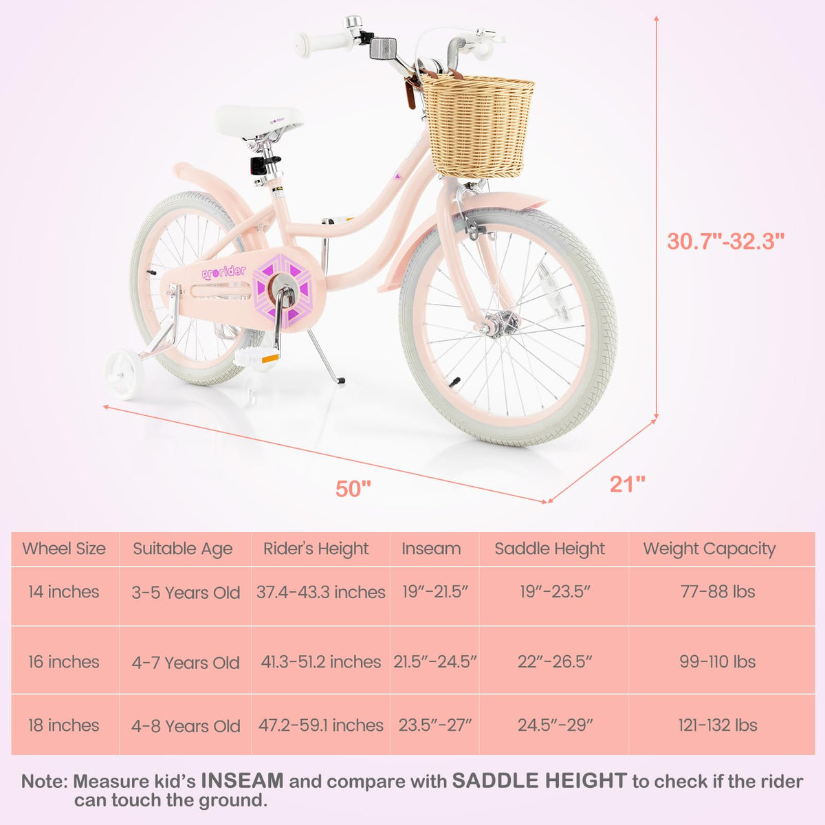 14 16 18 Inch Kids Bike with Training Wheels J5078