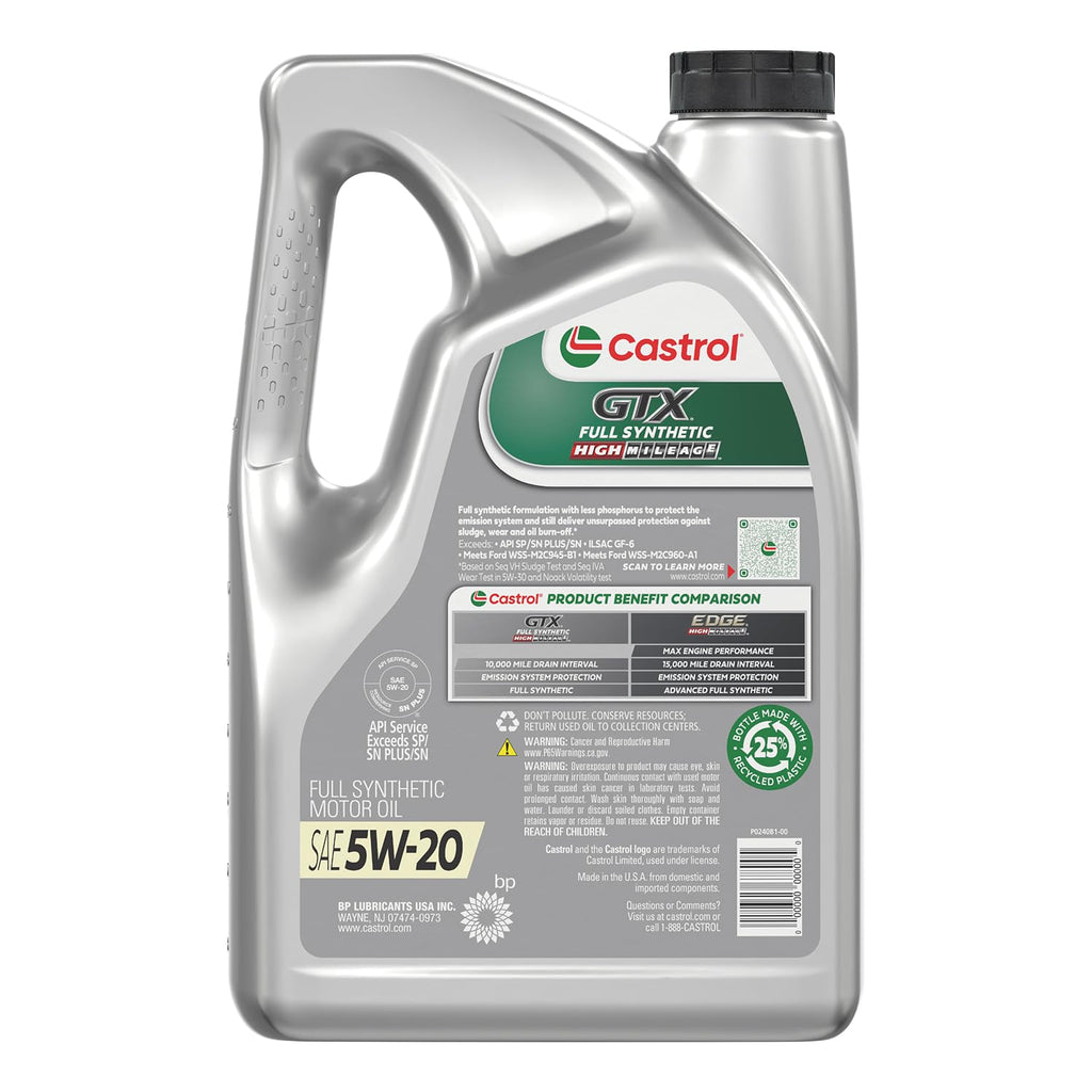 Full Synthetic High Mileage 5W-20 Motor Oil, 5 Quart O31875