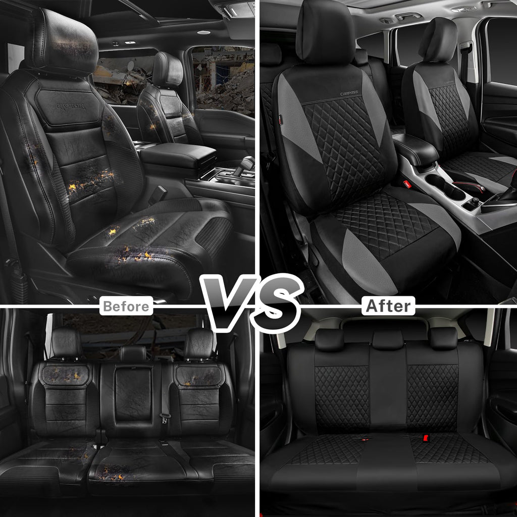 Gray Quilting Leather Full Set Car Seat Covers Z5810