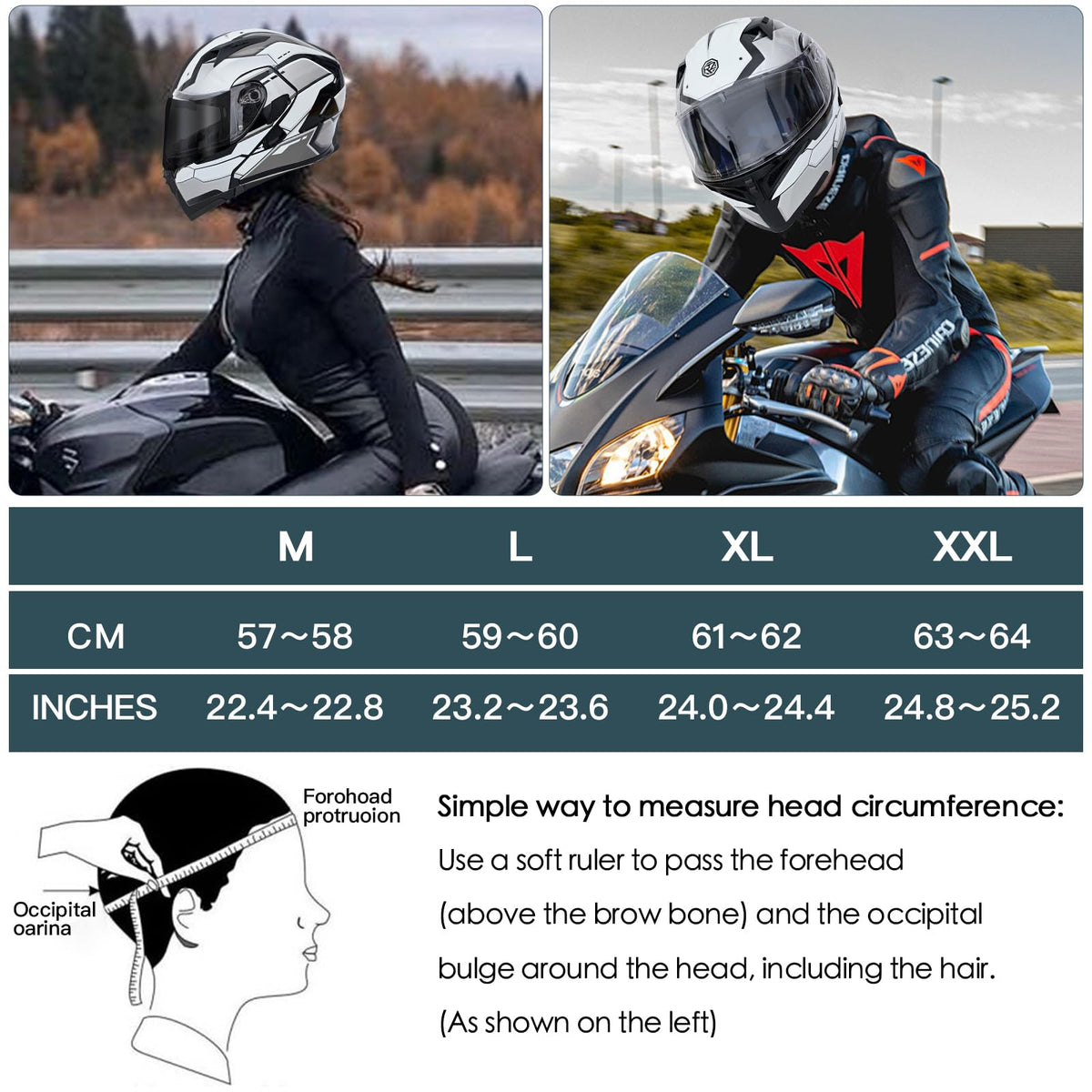 DOT Approved Flip Up Full Face Modular Motorcycle Helmet with Dual Visor M951