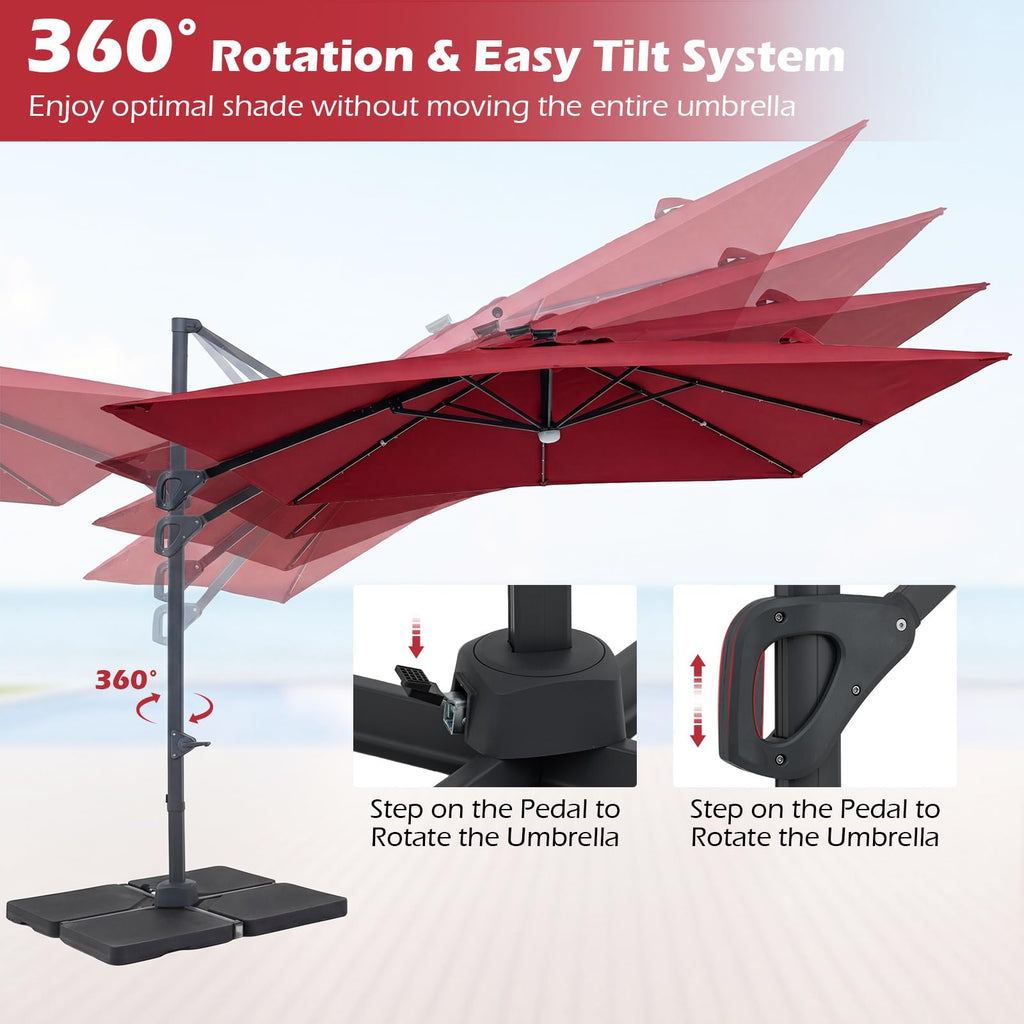 10ft Solar LED Patio Umbrella with Aluminum Pole S319900