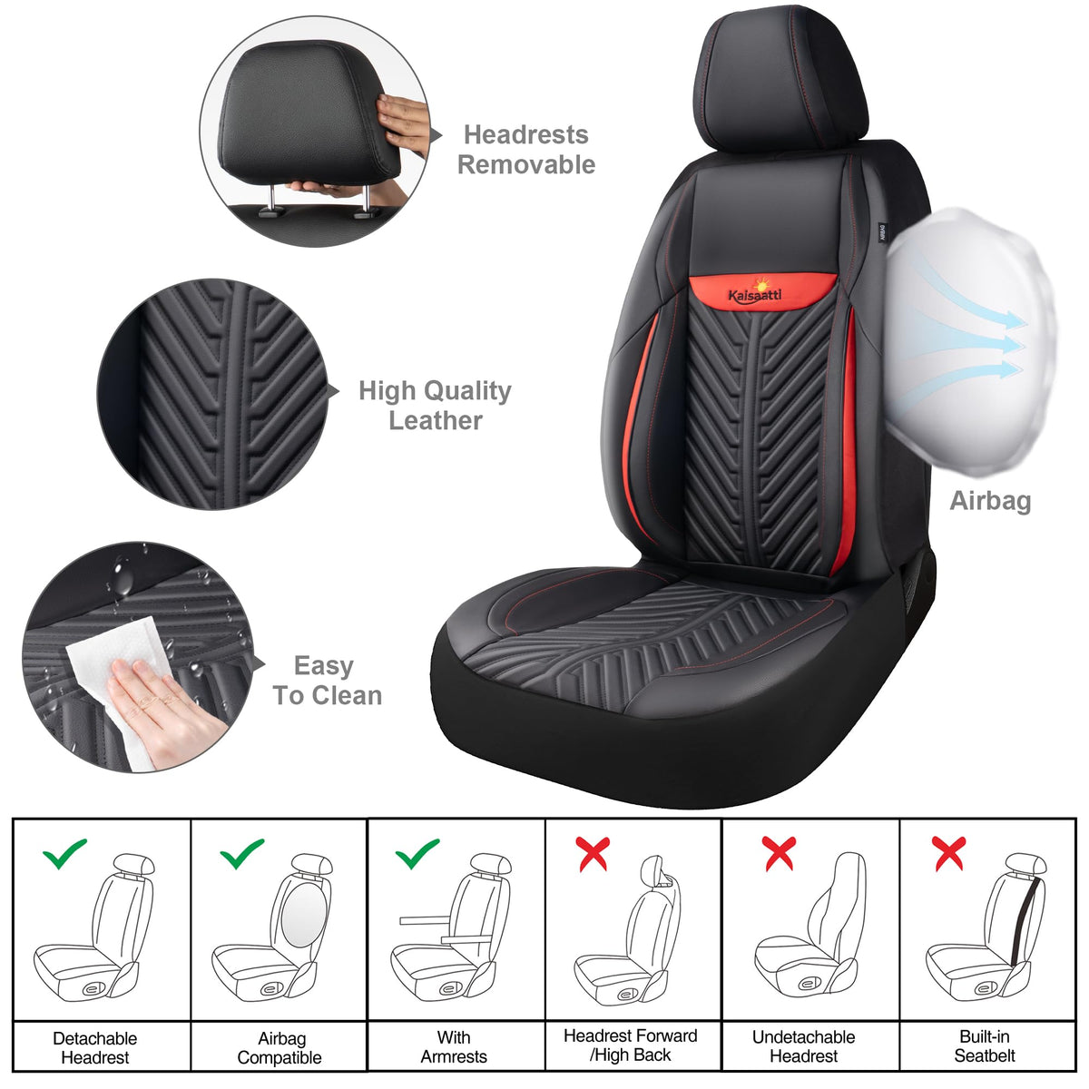 PU Leather Waterproof Car Seat Covers Full Set C743
