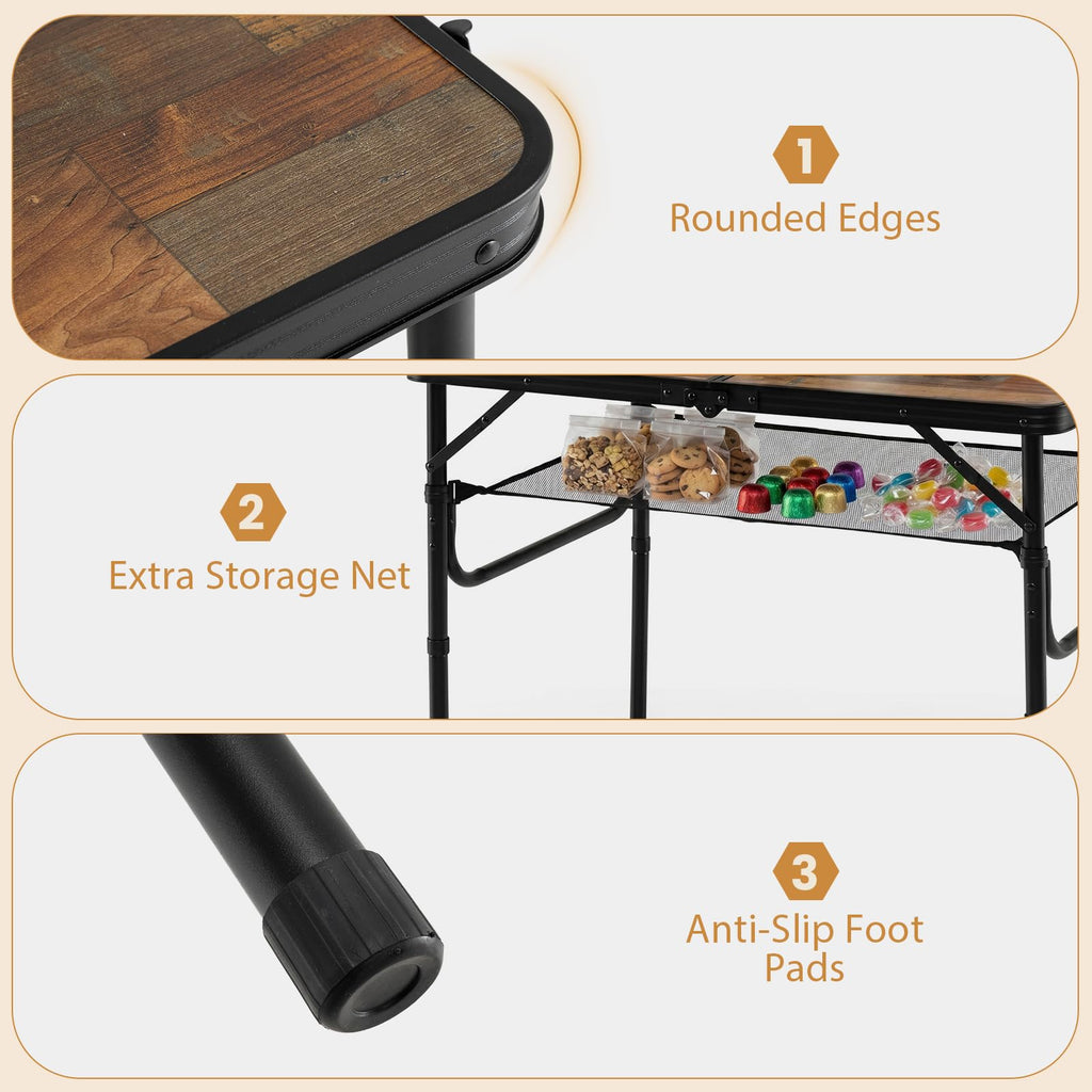 3 FT Portable Aluminum Folding Camping Table with Carry Handle K2747