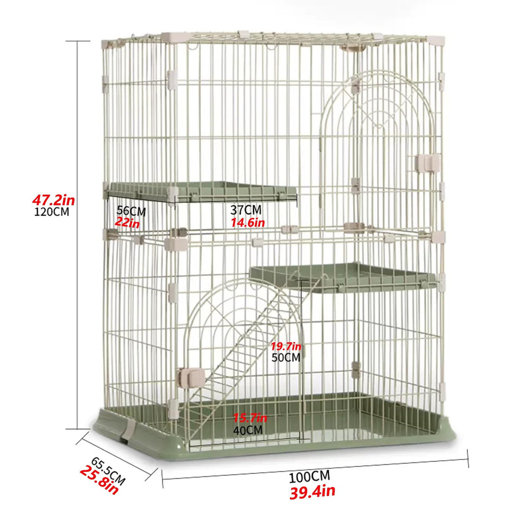 3/4-Tier Cat Cage Playpen with 3 Platforms, 3 Doors & 2 Ramps N688