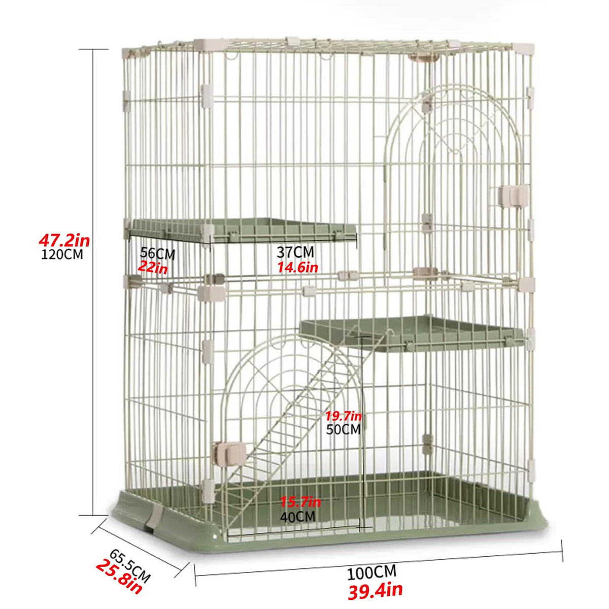 3/4-Tier Cat Cage Playpen with 3 Platforms, 3 Doors & 2 Ramps N688