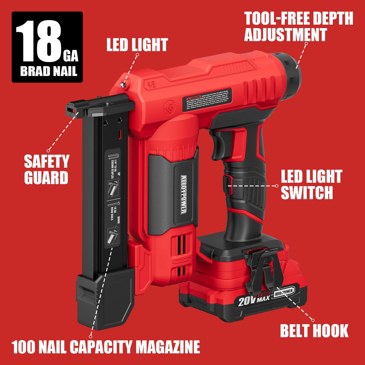 2 in 1 Cordless Brad Nailer and Electric Stapler with Battery and Charger O681859