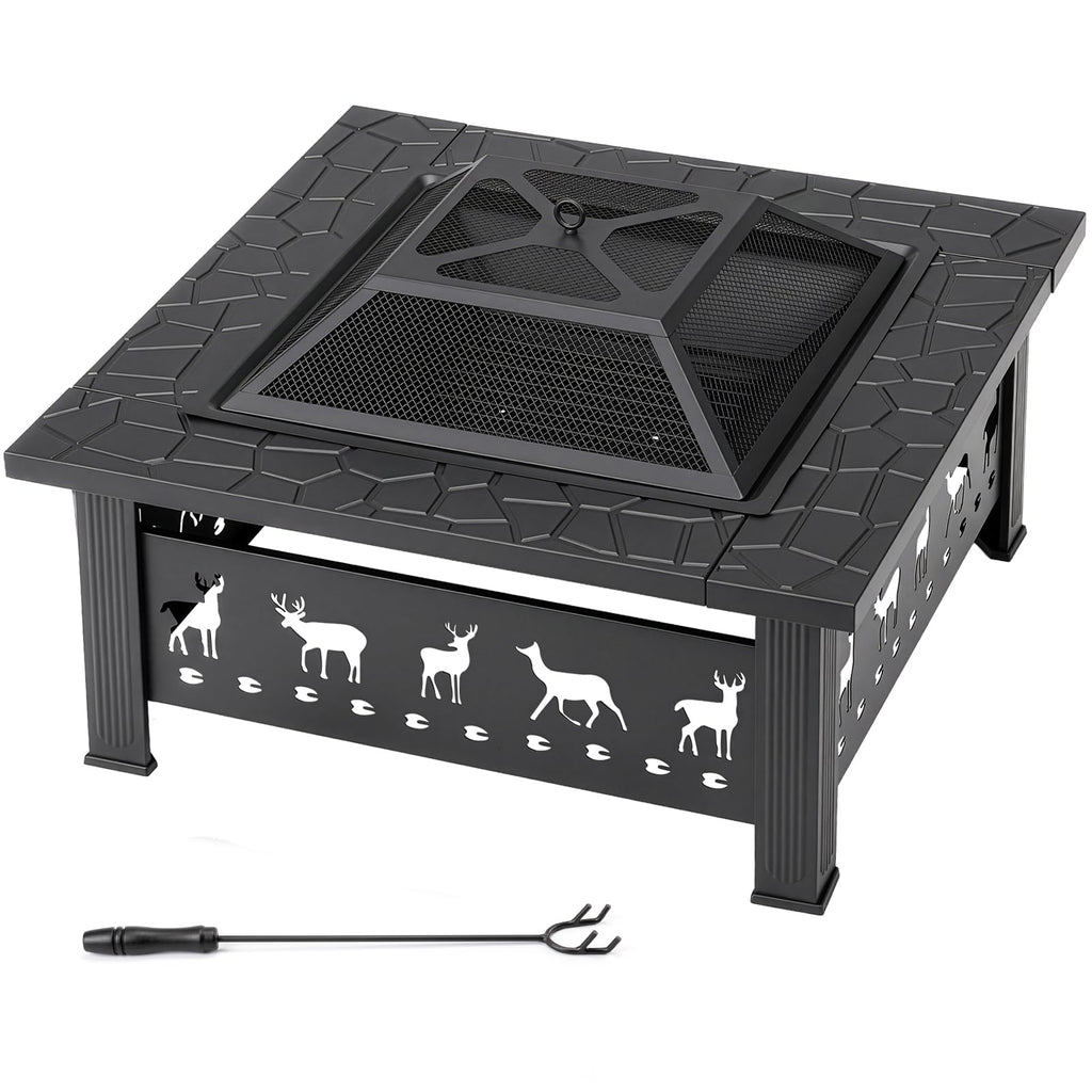 32 Inch Square Wood Burning Fire Pit Table C2440