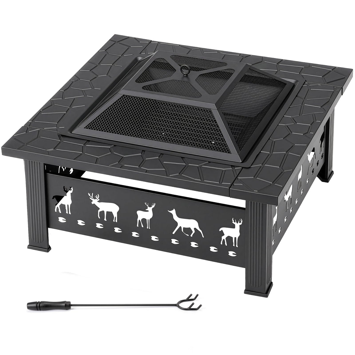 32 Inch Square Wood Burning Fire Pit Table C2440