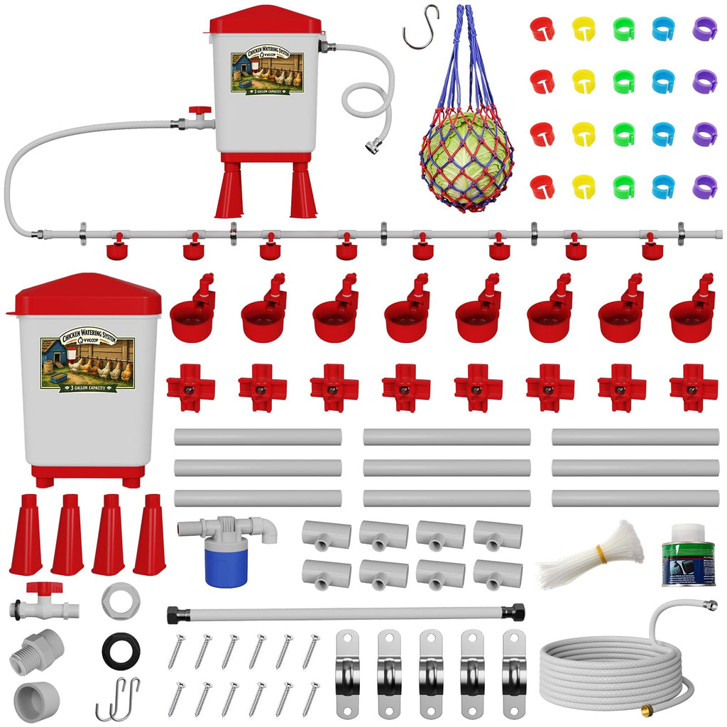 3 Gallon Automatic Chicken Waterer with 8 Cups and 8 Nipples I10226