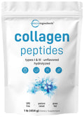 Hydrolyzed Collagen Peptides Powder, 1 lb Unflavored Type I & III Z702