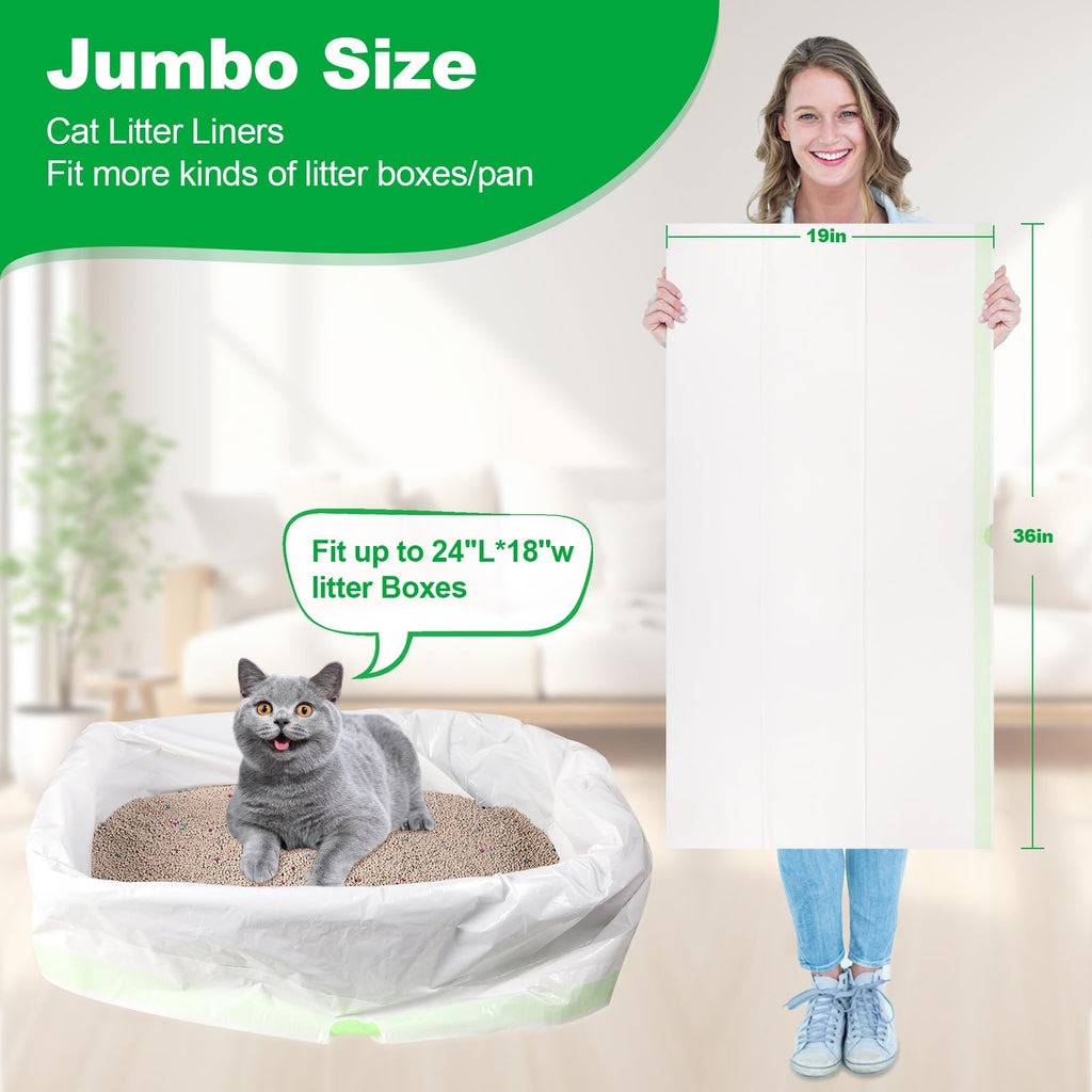 100 PCS Jumbo Cat Litter Box Liners 36"x19" T3567