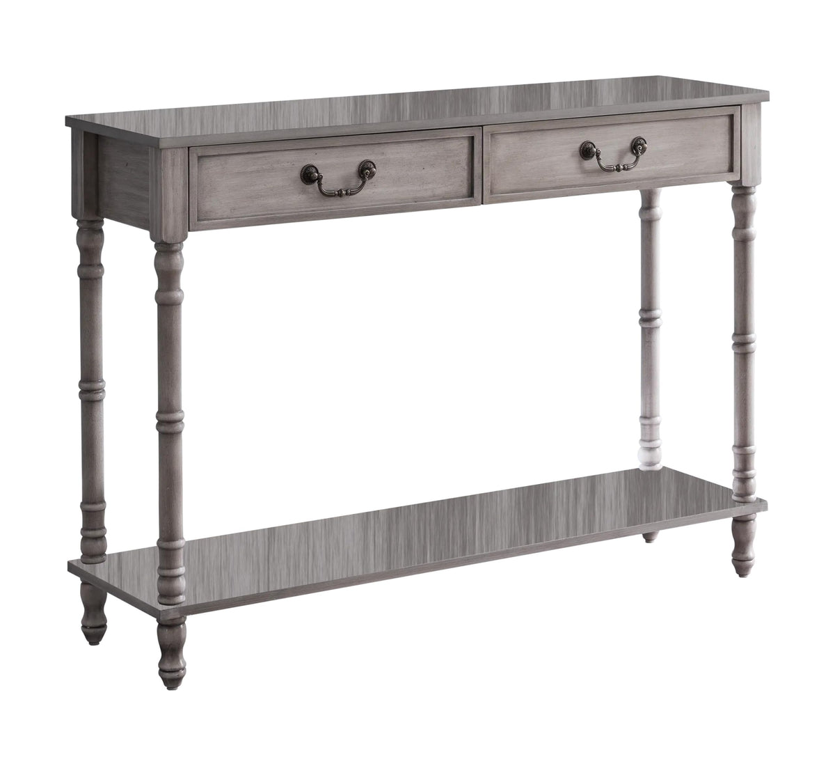 Washed Oak Wood Console Table with 2 Drawers L43831