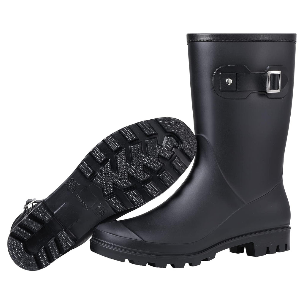 Mid Calf Waterproof Rain Boots with Buckle A3896
