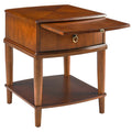 Large Cherry Wood 2-Tier Side Table with Drawer and Shelf O3779