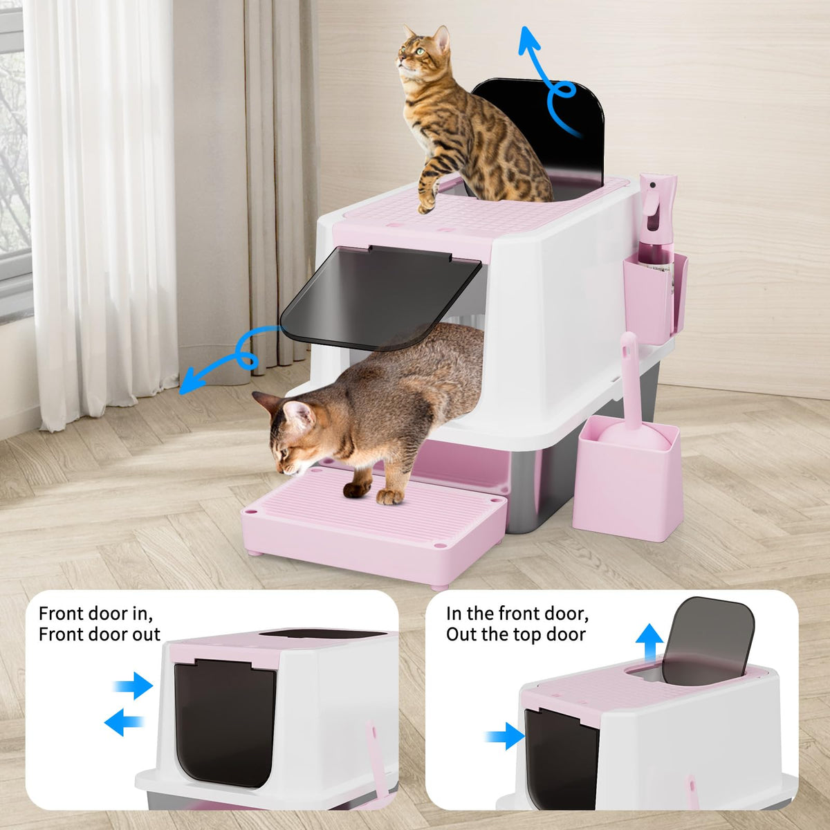 Stainless Enclosed High-Sided Covered Litter Box N627820
