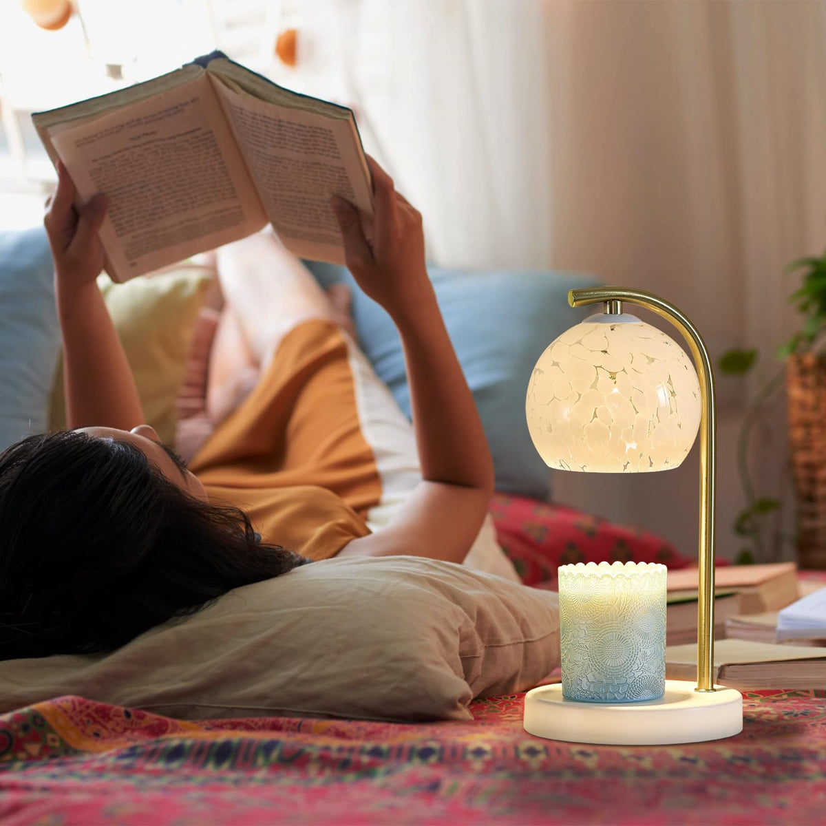 Dimmable Candle Warmer Lamp with Timer, 2 Bulbs, White O2056