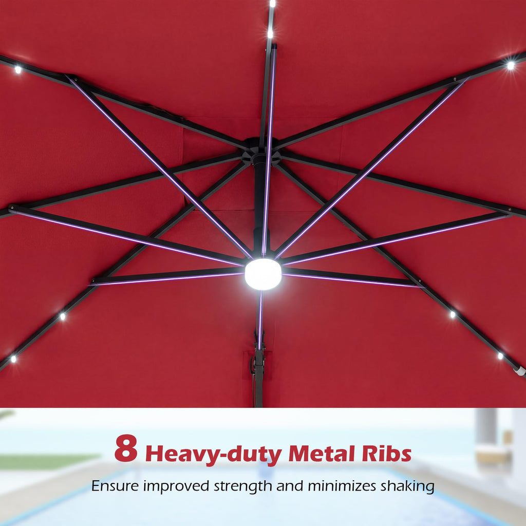 10ft Solar LED Patio Umbrella with Aluminum Pole S319900