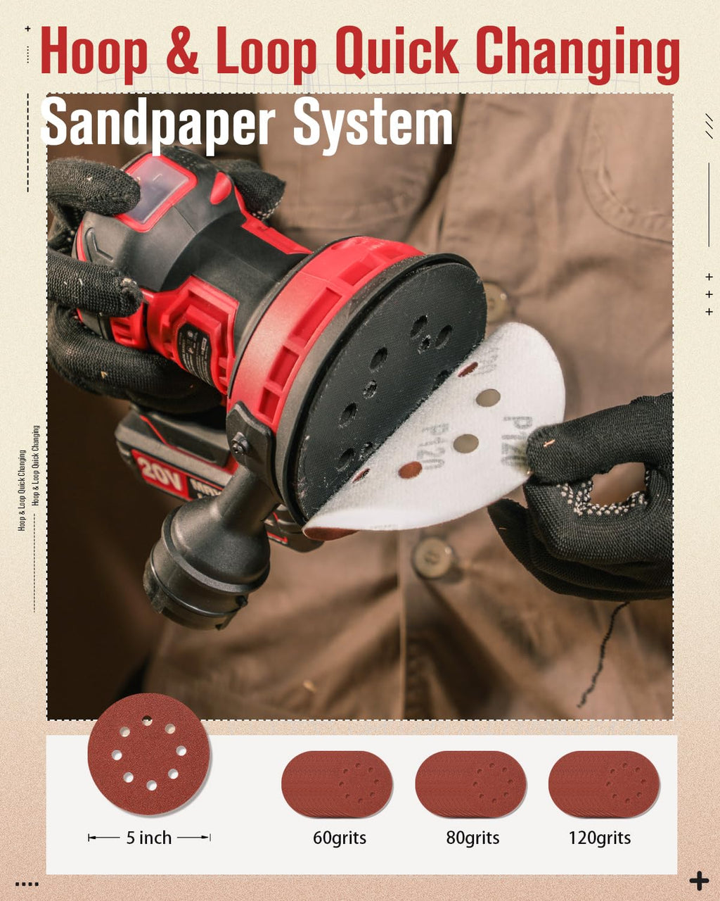 20V Cordless Random Orbital Sander 5” Q34034