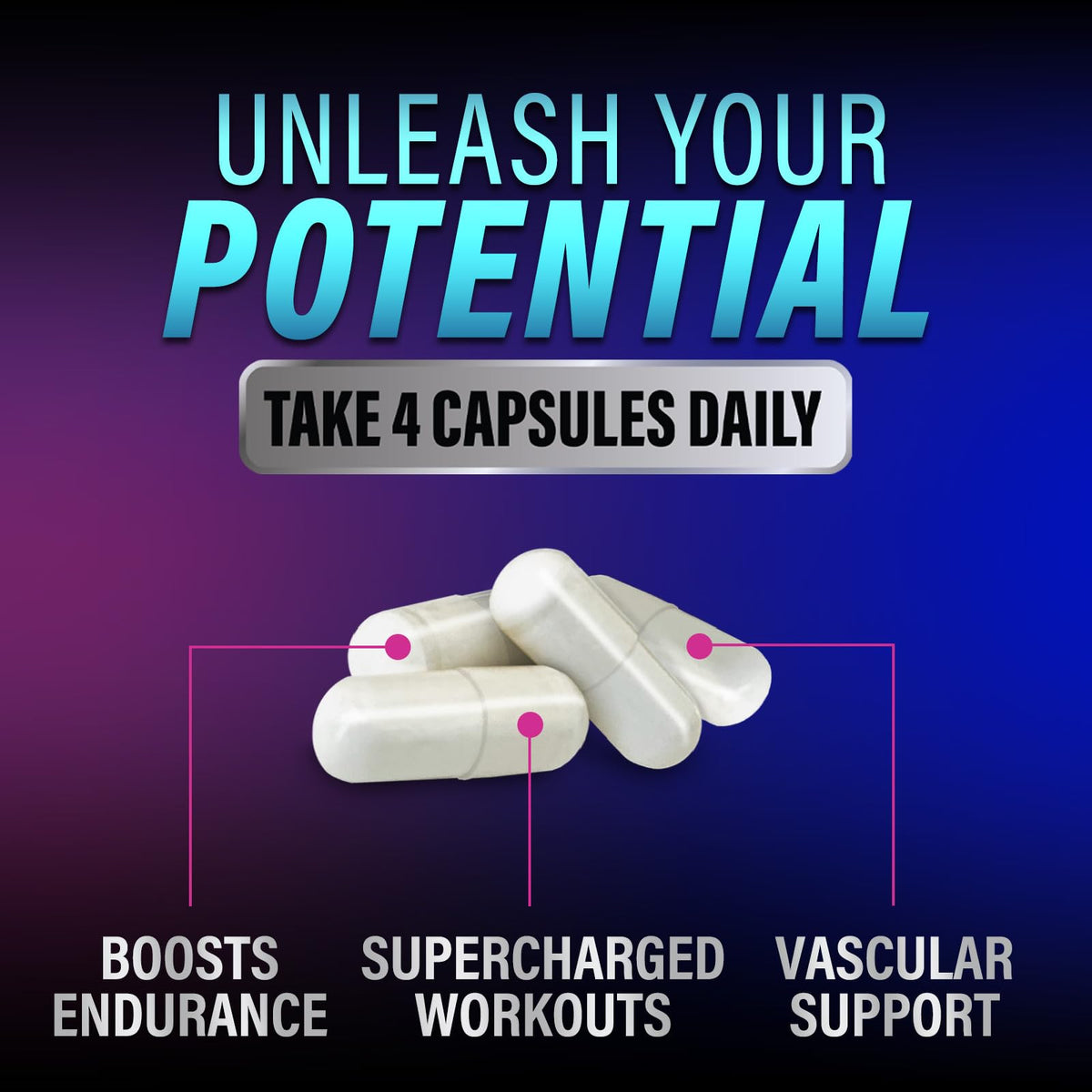 120 Capsules L-Arginine Citrulline Beta Alanine Nitric Oxide Booster N990451