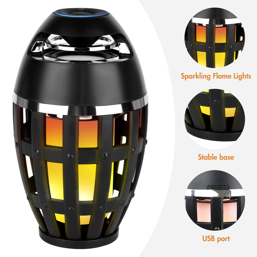 2 Pack Outdoor Bluetooth Flame Speakers with Stakes T85105