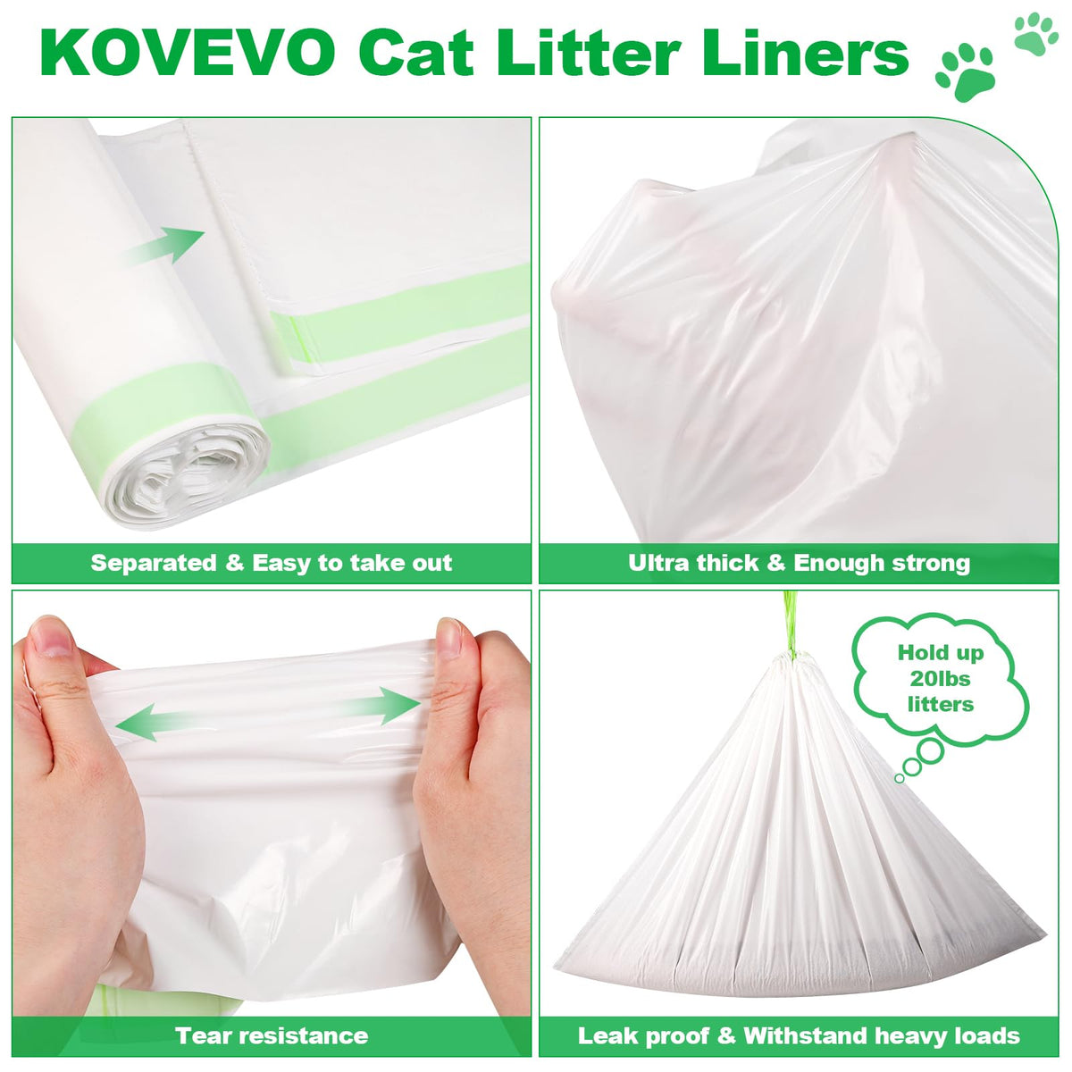 100 PCS Jumbo Cat Litter Box Liners 36"x19" T3567