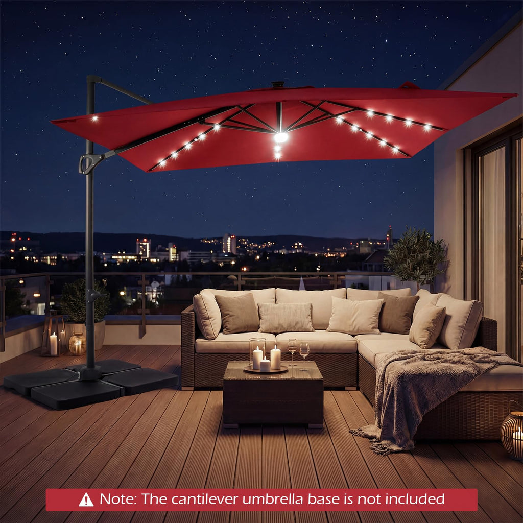 10ft Solar LED Patio Umbrella with Aluminum Pole S319900