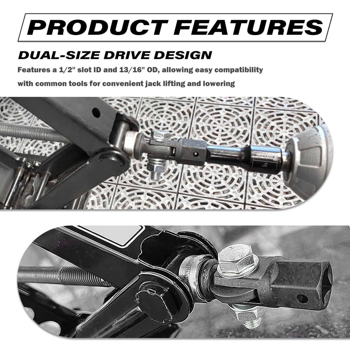 Scissor Jack Adapter for 1/2" Impact Drills or 13/16" Lug Wrench N66170