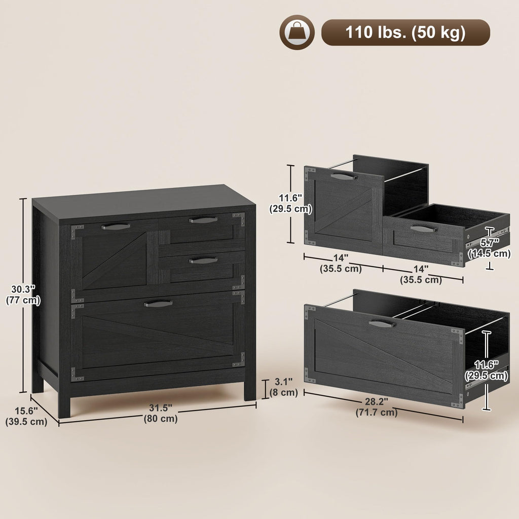 Black 4 Drawer File Cabinet B252661