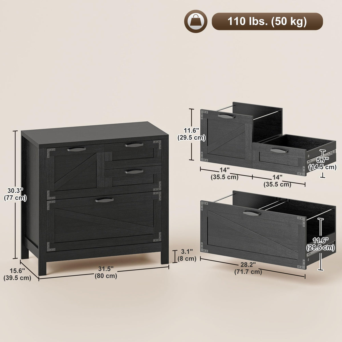 Black 4 Drawer File Cabinet B252661