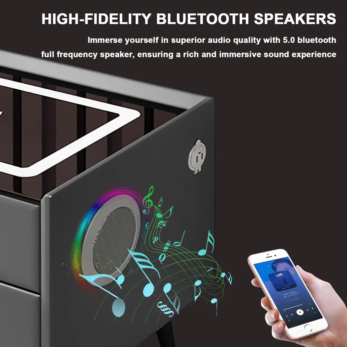 Orange 3 Drawer Nightstand with Wireless Charging and USB Port R92854