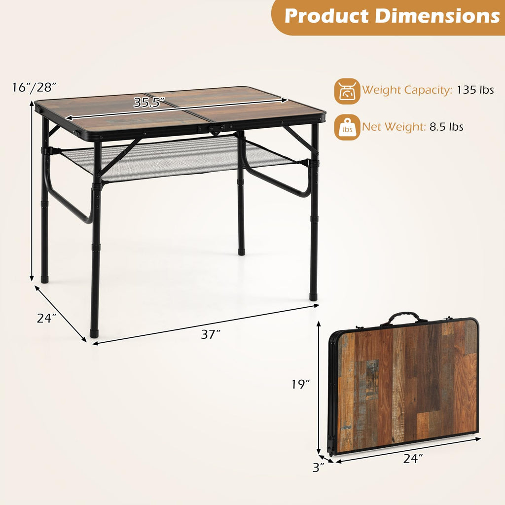 3 FT Portable Aluminum Folding Camping Table with Carry Handle K2747