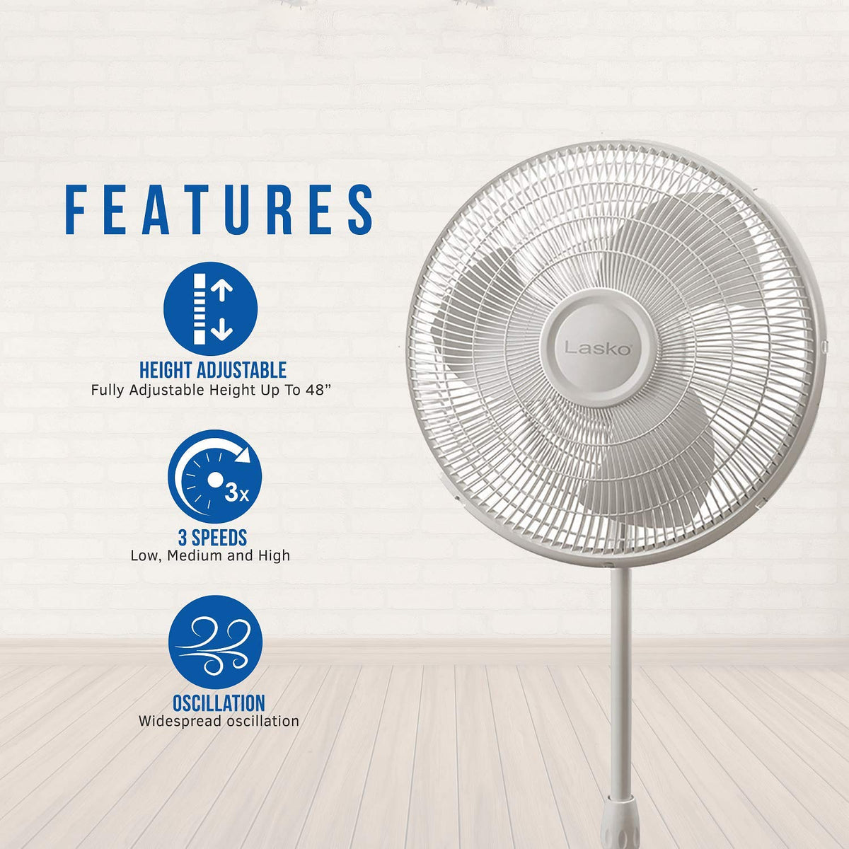 White 16 Inch and Black 18 Inch Oscillating Pedestal Stand Fans K63651