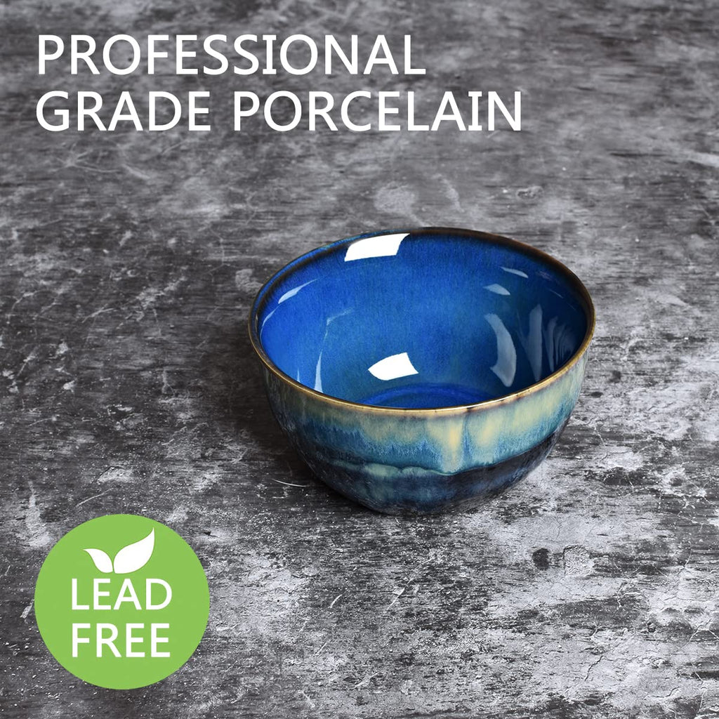 Blue Stoneware Cereal Bowls Set of 4, 26 Oz K599