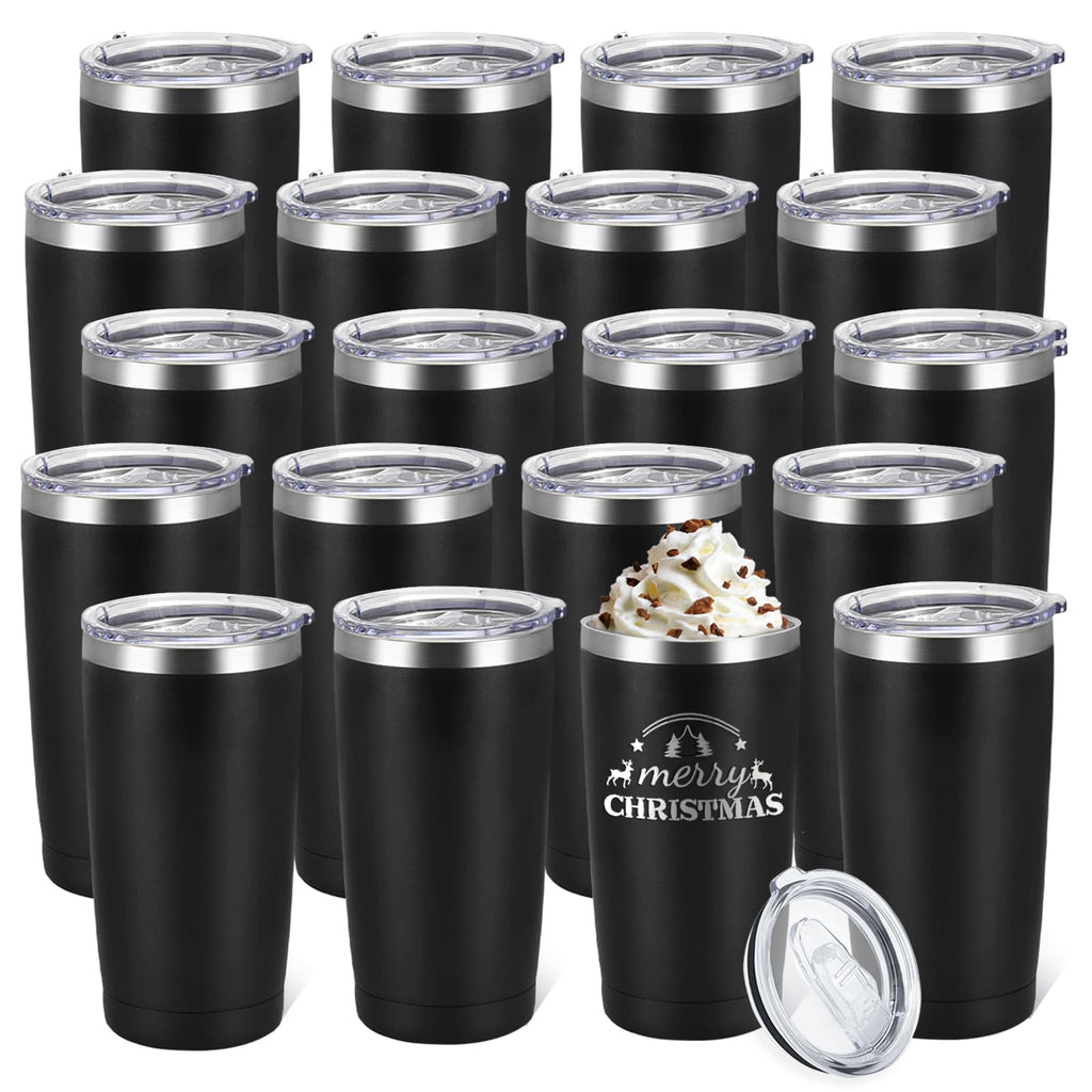 20 Pack Stainless Steel Insulated Tumbler 20oz Black Z750058