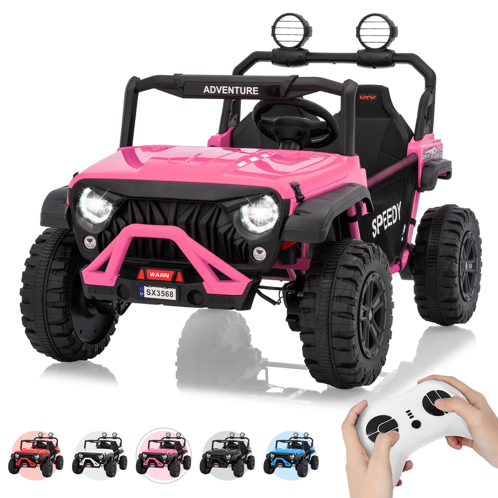 24V 4WD 2 Seater Ride on Car with Remote Control, Pink H9572