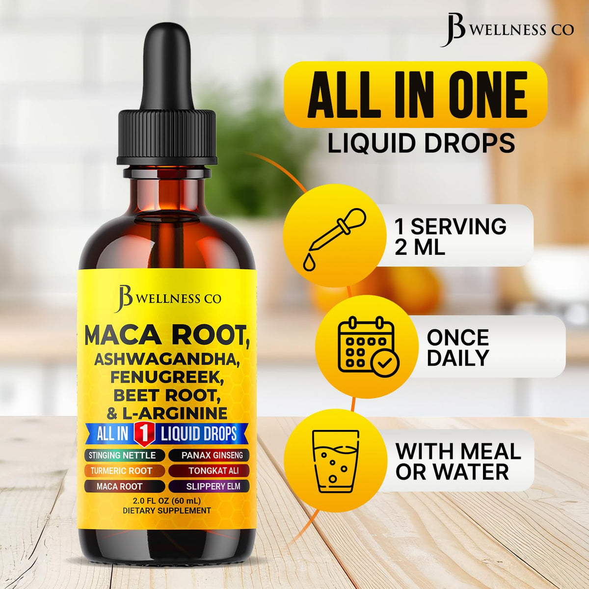 Organic Maca Root Liquid Drops with Ashwagandha 2oz G7693