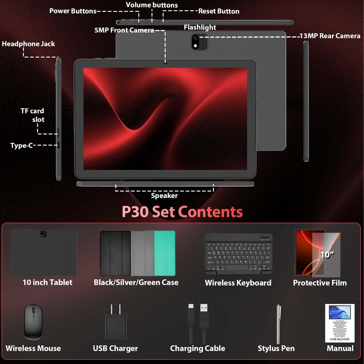 10 Inch Android Tablet with Keyboard W89461
